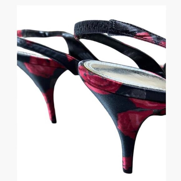 White House Black Market High Heel Peep Toe Floral Slingbacks  Size 9M  EUC - Picture 13 of 14